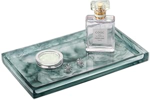 Emibele Jewelry Organizer Resin Tray, Kitchen Bathroom Dresser Vanity Tray Jewelry Dish Ring Holder Cosmetic Organizer for Ca