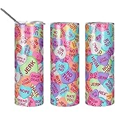 Anti Valentine Day Single Life Themed 20oz Stainless Steel Skinny Tumbler with Lid and Straw Coffee Cup Portable Travel Mug