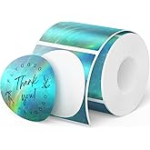 FLYQGGO 2-Inch Holographic Thermal Stickers - Rainbow Glitter Finish, Water-Proof & Tear-Resistant Label, No Residue Removable Label for Price/Name Tag, Logo Design, Aurora Blue(200Pcs/Roll)