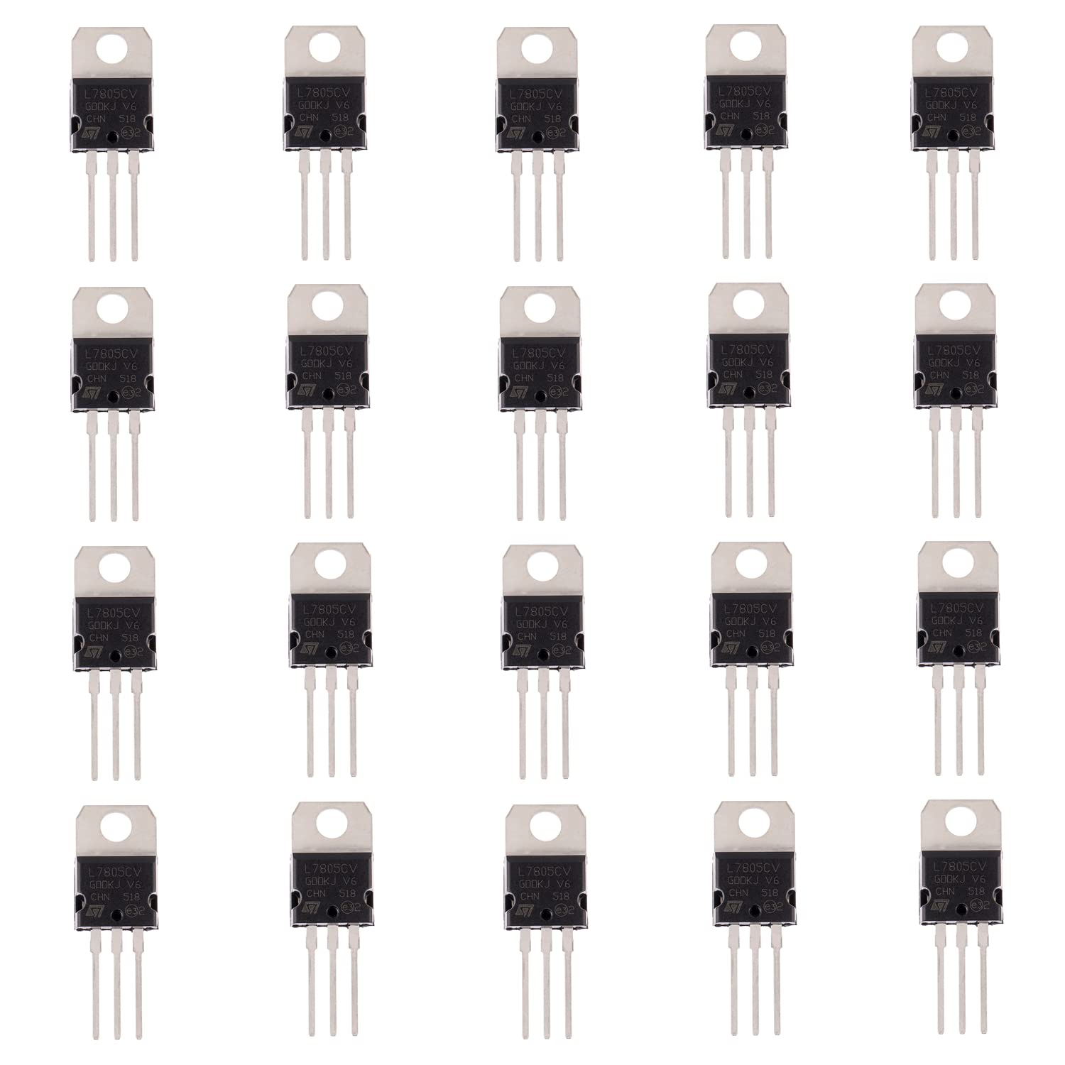 BOJACK IC L7805CV Voltage Regulator Output 5 V 1.5 A Integrated Circuits L7805 Linear Positive Voltage Regulators TO-220(Pack of 20 pcs)