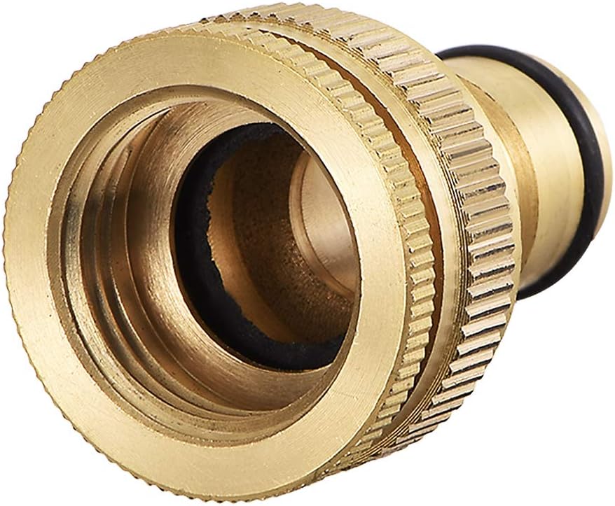 sourcing map 2-in-1 Garden Hose Quick Connect 1/2 G to 3/4 G Brass Water Hose Fitting Connectors, Gold Tone, 1/2" to 3/4"-Gold-1pcs