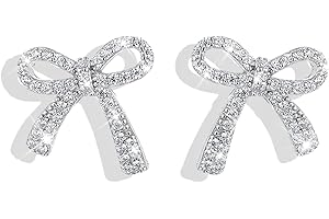 FRODETE Bow Earrings for Women Trendy Sparkly Rhinestone Chain Tassel Earrings Cute Ribbon Stud Earring Daily Party Jewerly Gifts Christmas Stocking Stuffers