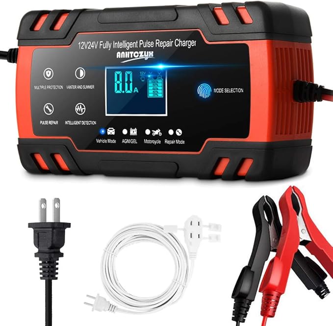 Amazon Com Enhanced Edition Car Battery Charger 12v 8a 24v 4a Compatible Automotive Smart Portable Battery Charger Maintainer Pulse Repair Charger Pack For Car Motorcycle Lawn Mower And More Automotive