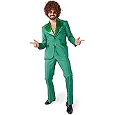 Suitmeister Men's Disco Costume Suit - Saturday Night Fever Outfit - Slim Fit - Including Blazer and Flare Pants - Green