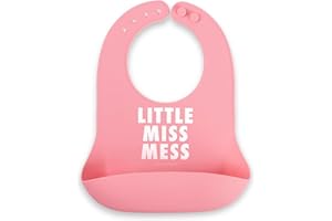 Bella Tunno Baby Bib for Eating, Waterproof Silicone Bib with Large Food Catcher, Adjustable Fit for Babies 4-12 months & Toddlers 1-3 Years, Boys & Girls, Little Miss Mess