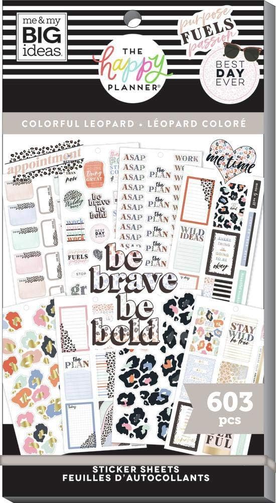 The Happy Planner Sticker Value Pack - Planner Accessories - Colorful Leopard Theme - Multi-Color - Great for Planning, Project & Scrapbooking - 30 Sheets, 603 Stickers: Office Products