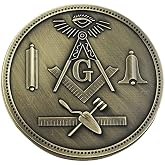 Working Tools Round Masonic Auto Emblem - [Antique Brass][3'' Diameter]