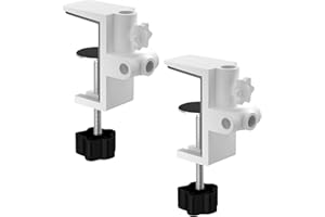 2Pcs Replacement Desk Clamp, KUVRS Metal Mounting Table Clamp 2 Inch Large Area Contact Base, Non-Slip Desk C Clamp for Swing Arm Magnifying Desk Lamp Microphone Suspension Boom Scissor Arm-White