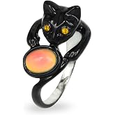 FUN JEWELS Black Cat Animal Wrap Color Change Mood Ring For Women Size 5-9