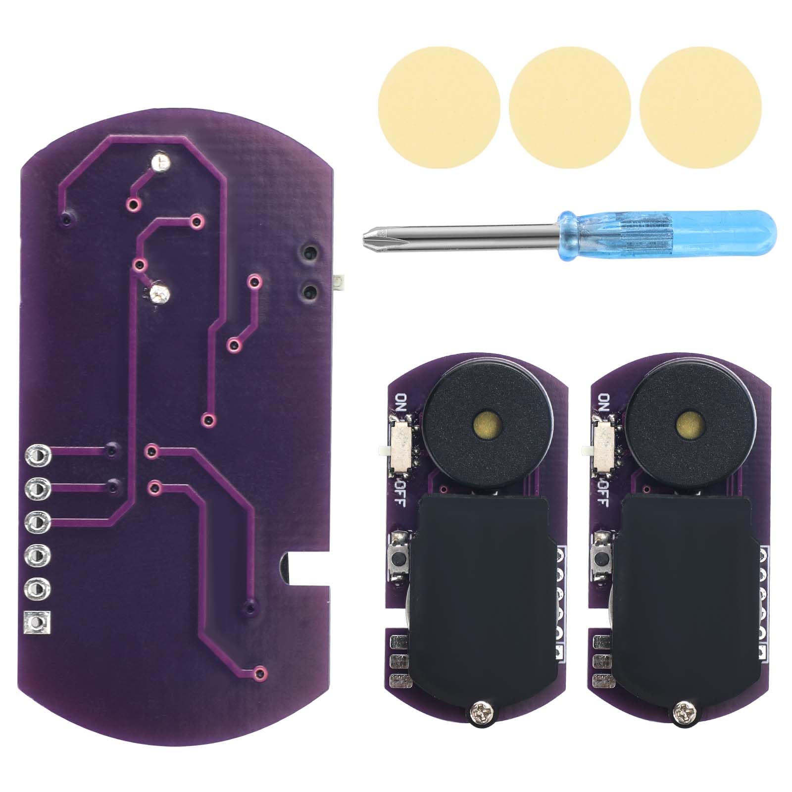 BTFO 3pcs Prank Cricket Noise Maker, Semi-Circular Shape Design with 16 Sounds Beeping Hidden Noise Maker for Party Office Home School Car (Purple)