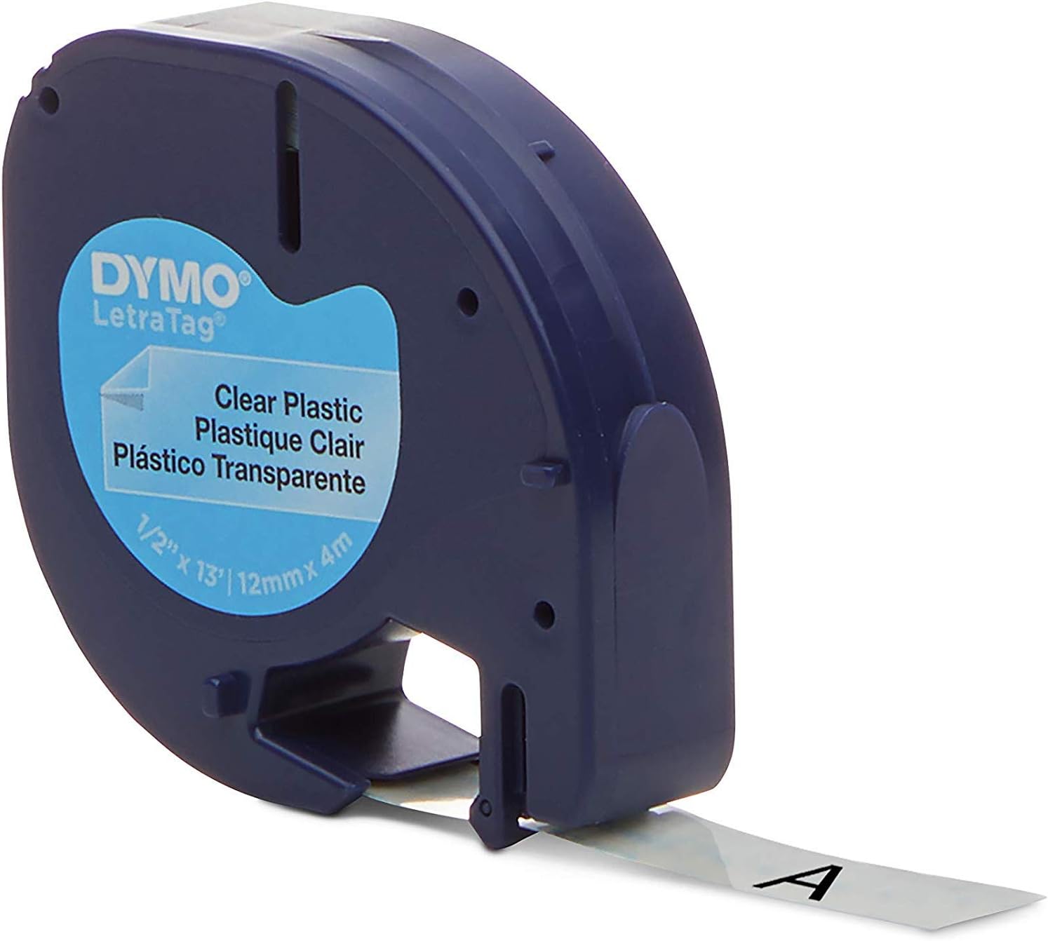 DYMO Authentic LetraTag Labeling Tape for LetraTag Label Makers, Black print on Clear pastic tape, 1/2'' W x 13' L, 1 roll (16952) : Dymo Letratag Refills : Office Products