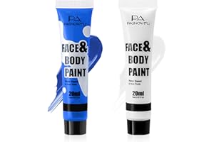 PASNOWFU White and Blue Face Paint - Water-Based Non-Toxic Face Body Paint Kit for Smurf Mystique Character, Highly Pigmented Washable Painting for Halloween Cosplay SFX Makeup，Costume Parties