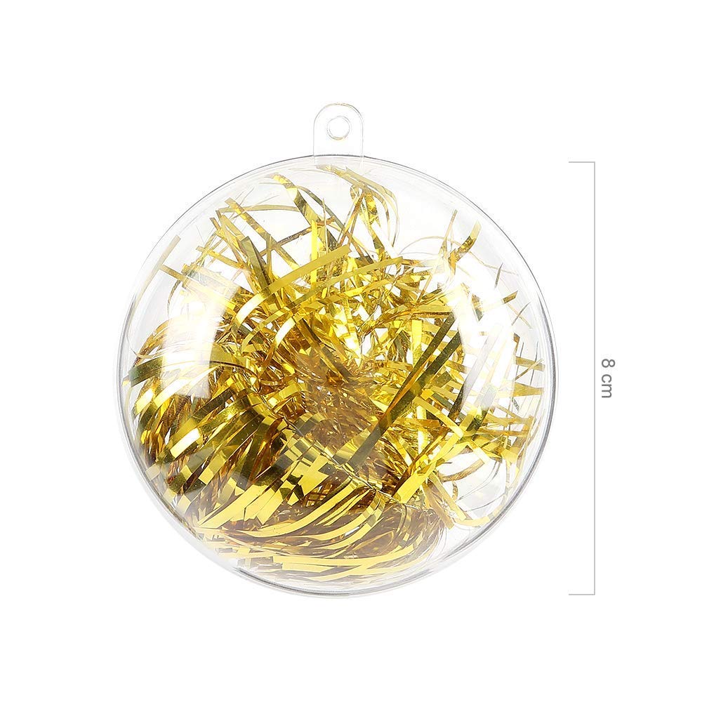20X 80mm Diameter Zogin Clear Transparent Ball Christmas Tree Ornaments DIY Fillable Ball Baubles for Kids