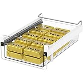 vacane Large Fridge Under Shelf Drawer, Pull Out Refrigerator Drawer Organizer Fridge Organizer Bins, Fridge Storage Container Holder for Produce, Deli Meat, Cheese, Bacon, Easy to Install-L