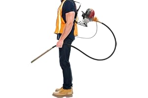 GRFCEVUE 31CC 4-Stroke Backpack Concrete Vibrator, 1HP Portable Backpack Concrete Vibrator Gas Vibrating Concrete Power Screed Motor Concrete Vibrating Tool with 8.2ft Vibrator Rod for Building Construction