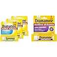 Dramamine Motion Sickness Original Travel Vial 12 Count 3 Pack and Less Drowsy 8 Count