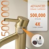 Ibergrif Brushed Nickel Bathroom Basin Mixer Tap Single Hole Lever (Gold view 5