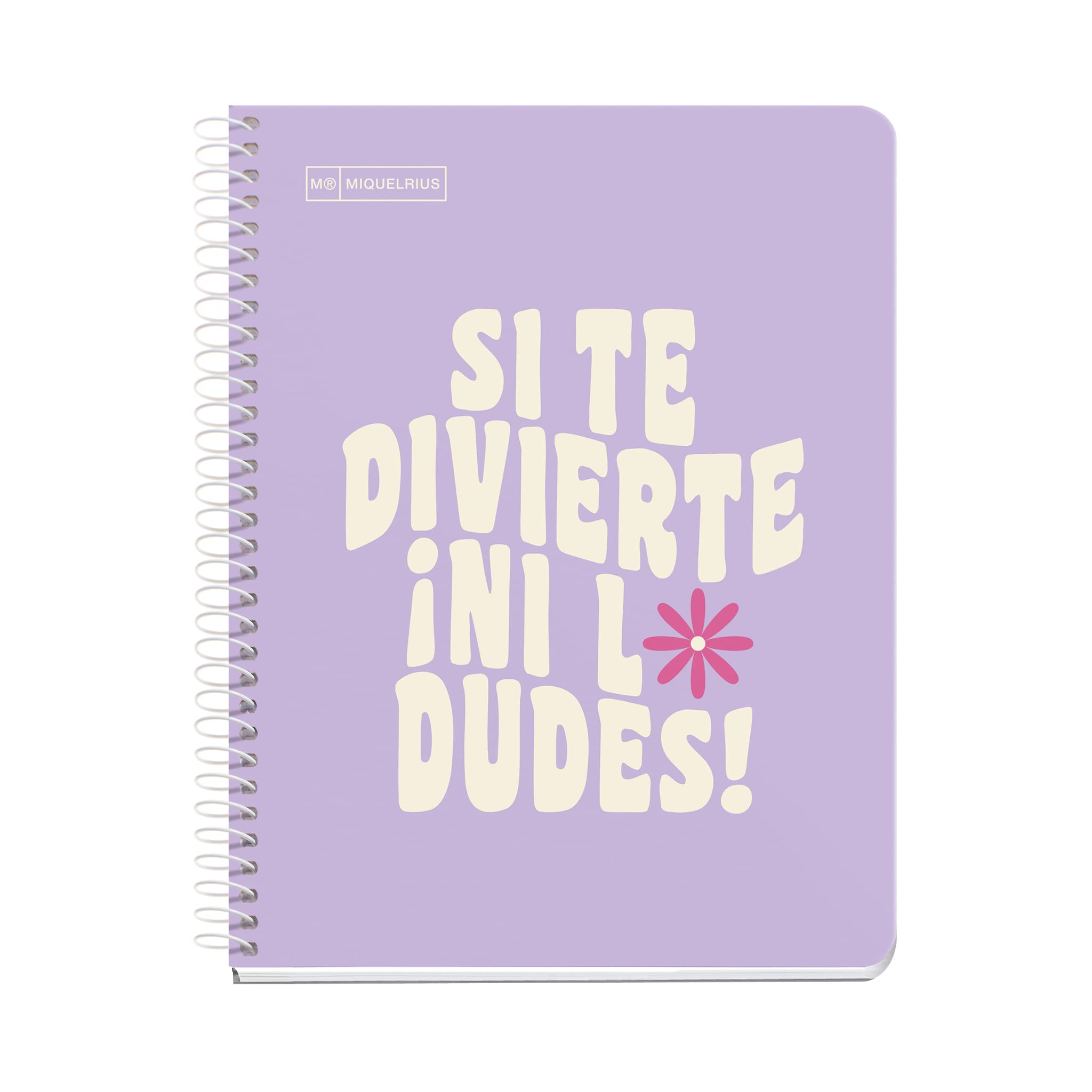 Miquelrius - Message Notebook 1 Colour Strip A5 100 Sheets 7mm Horizontal Lines 90g Paper 2 Holes Hard Card Cover Lavender