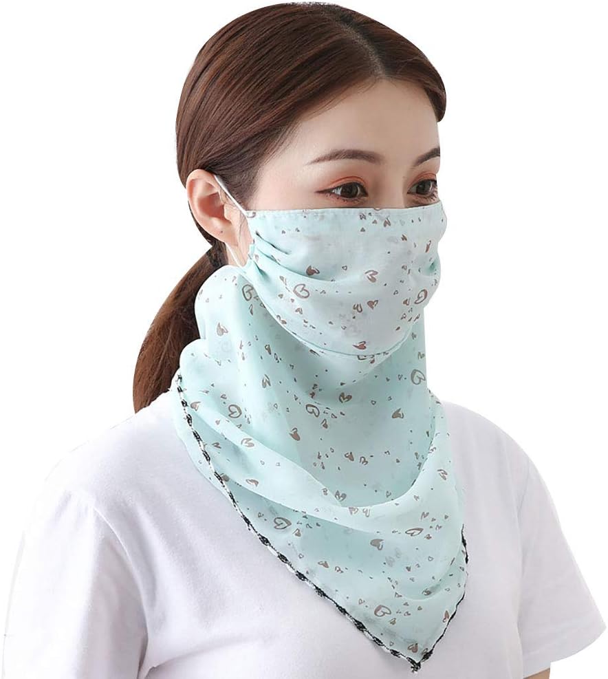 WillowswayW Fashion Printed Scarf Women Anti UV Sun Breathable Full Face Veils for Outdoor Cycling