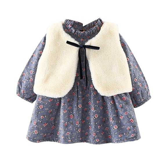 Taiycyxgan Baby Girls Winter Dress Coats Princess Faux Fur Vest