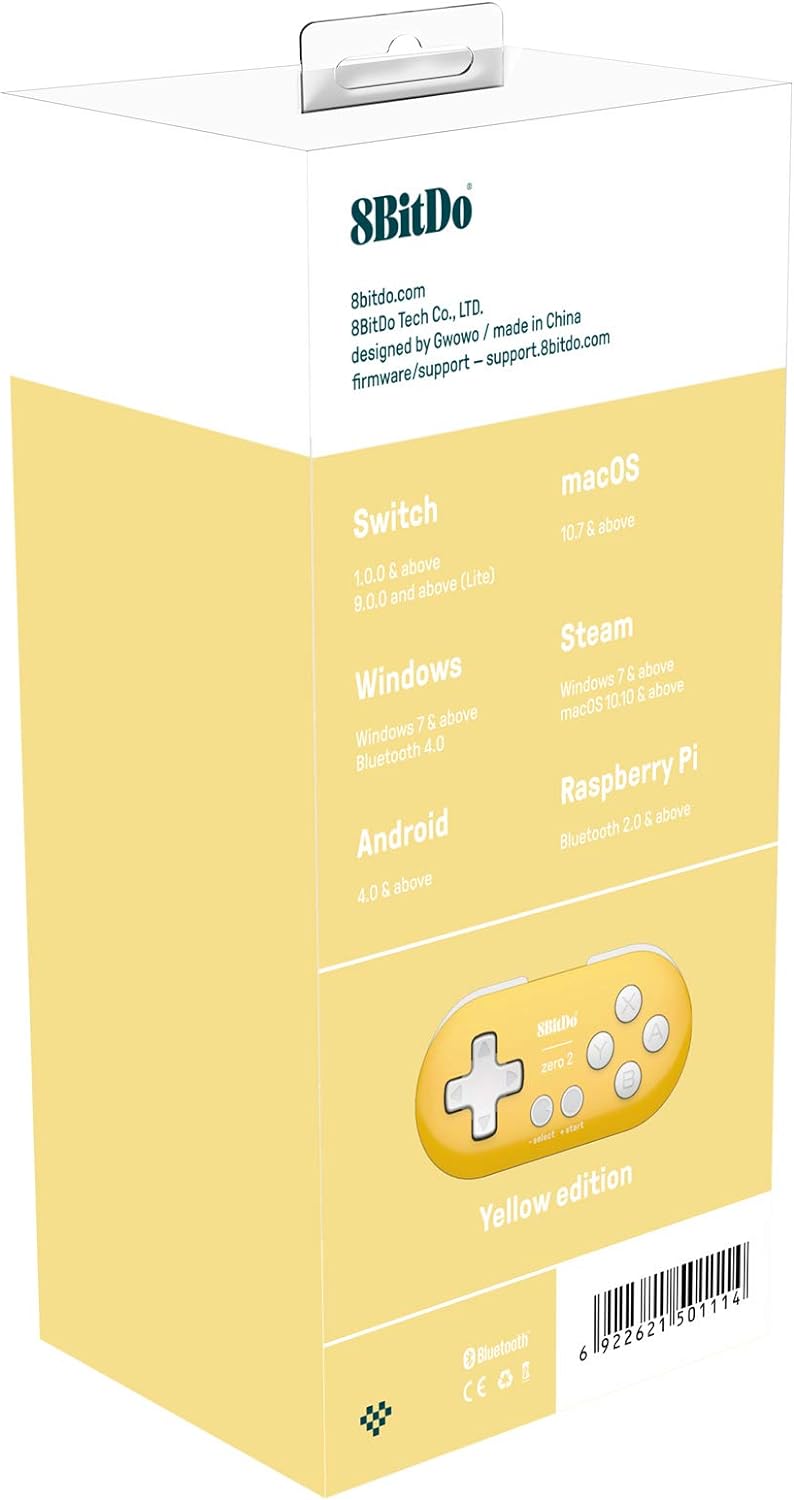 Amazon Com 8bitdo Zero 2 Bluetooth Key Chain Sized Mini Controller For Nintendo Switch Windows Android And Macos Yellow Edition Home Audio Theater