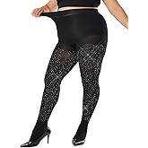 LinkSphere Women's 80D Sparkly Rhinestone Tights, Soft Footed Tights Opaque Solid Color Pantyhose Glitter Party Stockings