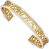 Chisel Stainless Steel Polished Yellow Ip Plated Cut Out Center 9.5mm Cuff Stackable Bangle Bracelet Cuff Bracelet for Women