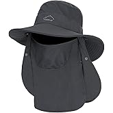 Sun Hat for Women Men Wide Brim with Removeable Neck Face Flap UPF50+ Fishing Bucket Hats
