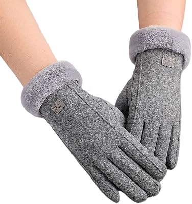 Gants d'hiver pour femme, gants doublés en polaire, gants thermiques doux et chauds, gants de téléphone coupe-vent pour femme conduite quotidienne course à pied cyclisme, Gris