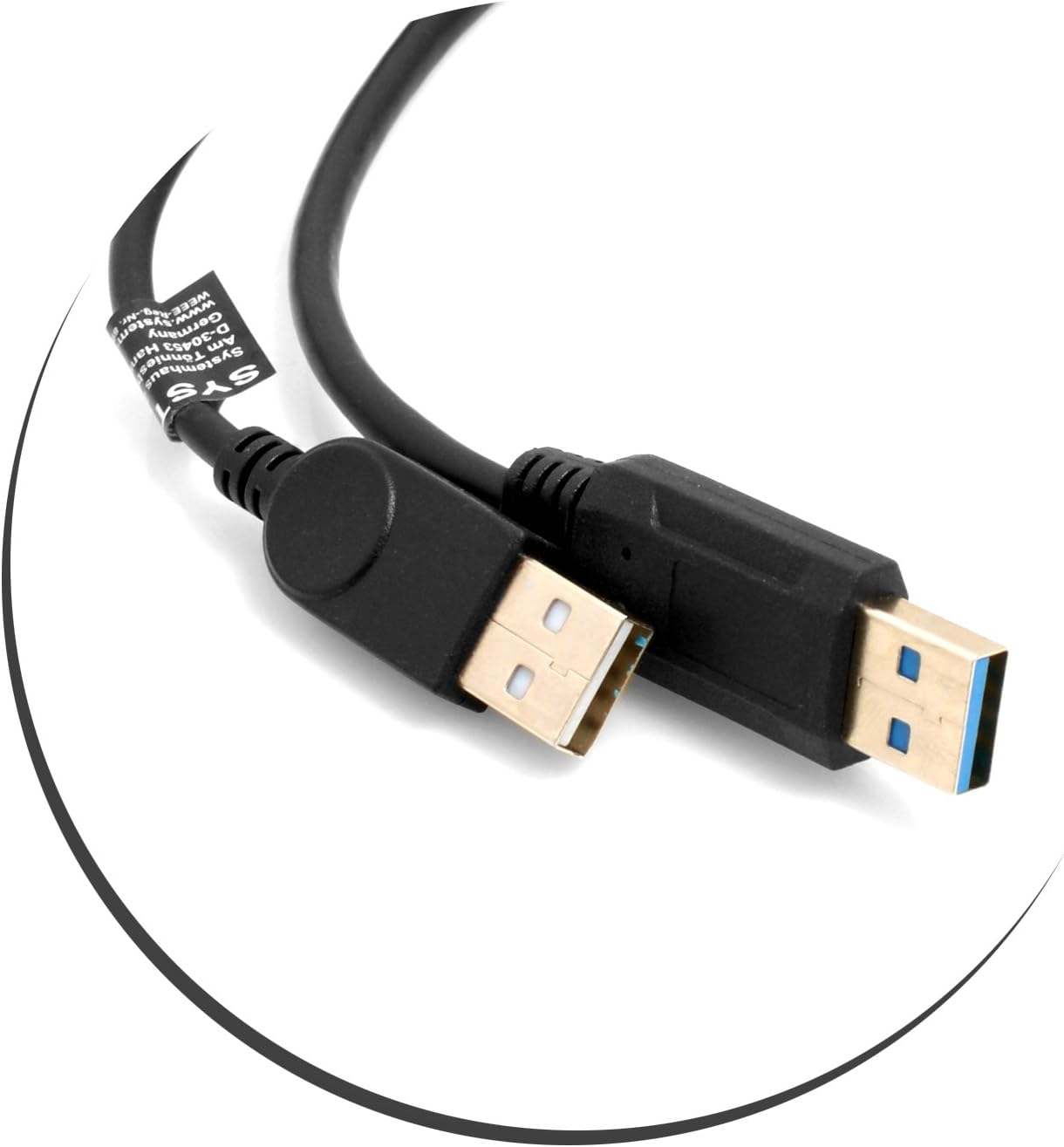 System-S USB cable 32 cm A 3.0 socket to 1X USB A 3.0 plug (data and power) and 1X USB A 2.0 plug (power) - Image 4