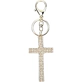 Keenso Women's Cute Bling Crystal Rhinestone Cross Shaped Keychain, Alloy Pendant for Bag, Key, Phone, Car Accessories