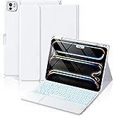 Hamile for iPad Pro 11-inch Case with Keyboard (M5/M4) - Magnetic Wireless Detachable Keyboard with Multi-Touch Trackpad 7 Colors Backlit Stain Proof Folio Cover for Pro 11 Inch 2025 2024 - White