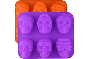 Moukiween 3D Skull Soap Silicone Molds, Set of 2 Halloween Skull Molds for Homemade Soap Making, Resin Crafts, Cake