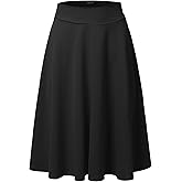 SSOULM A-Line Midi Skirt - Made in USA - Stretchy High Waisted Flare Skirts with Plus Size