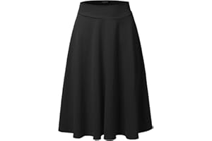 SSOULM Women's High Waist Flare A-Line Midi Skirt with Plus Size