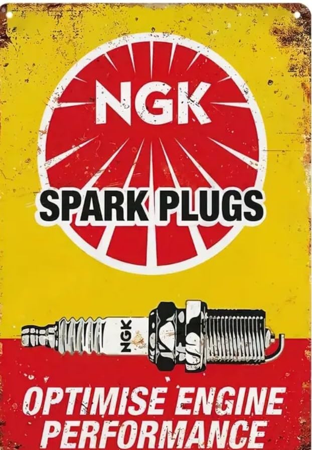 Man Cave Sign, Vintage Metal, 30cm x 30cm, Spark Plugs