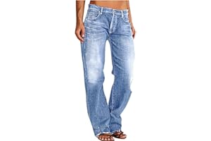 Straight Leg Jeans for Women Button Down Low Rise Baggy Jeans Plus Size Stretch Wide Leg Denim Pants with Pockets