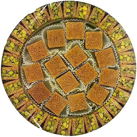 Baklava Pistachio Shredded Phyllo Pastry w/ Pistachio (42-45 Pieces) (Net 500g) (ZaitouneOglu) - Baklava Pastry Sweets Gift Box (Shredded Phyllo Flat Pistachio, 24 Oz)