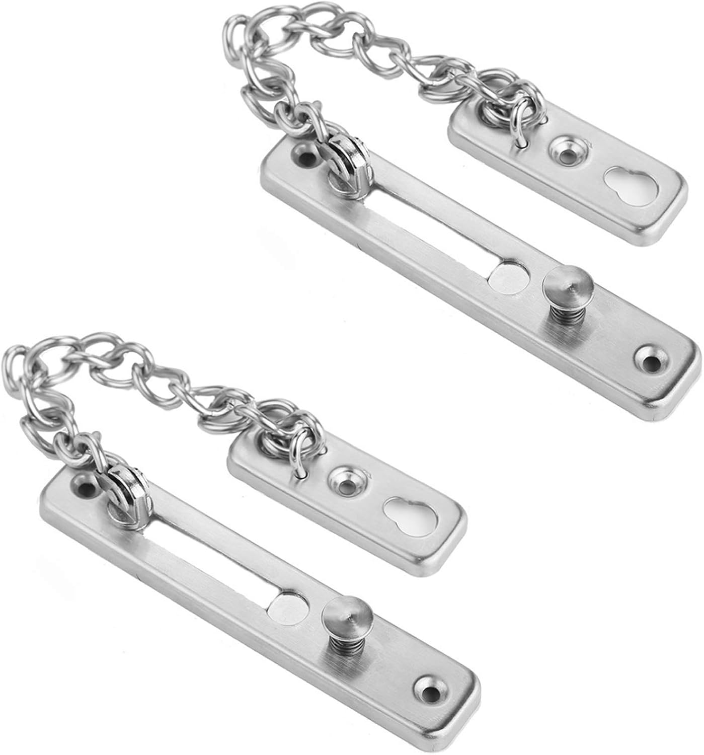 2Pcs Door Chain Latch Stainless Steel Security Front Door Lock, Anti