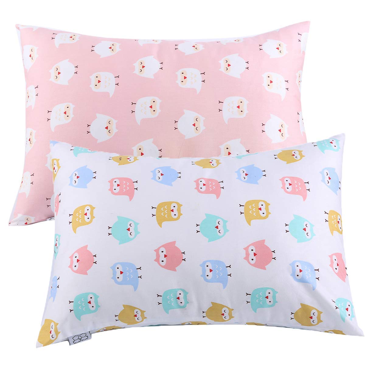JISEN Kid Toddler Pillowcases 2 Pack Tiny Pillow Cover Cases for Sleeping with Envelope Closure 33x46cm Owl