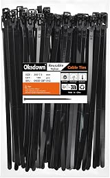 Oksdown 100 Pack Reusable Cable Ties Black 200mm x 7.6mm Heavy Duty Nylon view 3