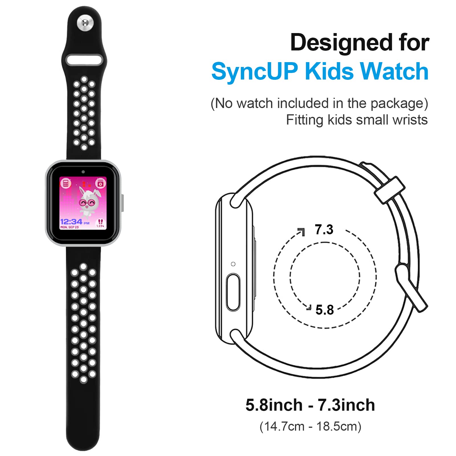 NewJourney Compatible with SyncUP Kids Watch 2/1 Band, 2 Pack Breathable Soft Silicone Sport Wrist Strap Compatible with T-Mobile Sync UP Kids Watch 2/1