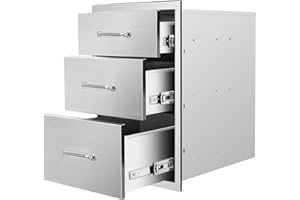 SGOLAN Outdoor Kitchen Drawers 18''Wx 24''H x 23''D Triple BBQ Drawers Stainless Steel Built-in Drawer for Outdoor Kitchen Island, Patio Grill Station