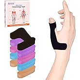 IEADEN Precut Kinesiology Tape for Thumb (Right Hand), 40 Pcs - Thumb Support & Stability, Thumb Pain Relief Athletic Tape - Waterproof & Elastic, Breathable Hypoallergenic Latex-Free Tape, Black