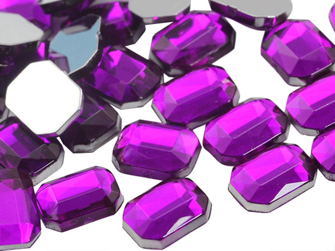 Allstarco 8x6mm Flat Back Octagon Acrylic Rhinestones Plastic Gems Face Gems Jewelry Making Costume Jewels Cosplay Embelishments Crafts - 100 Pieces (Purple Amethyst H105)