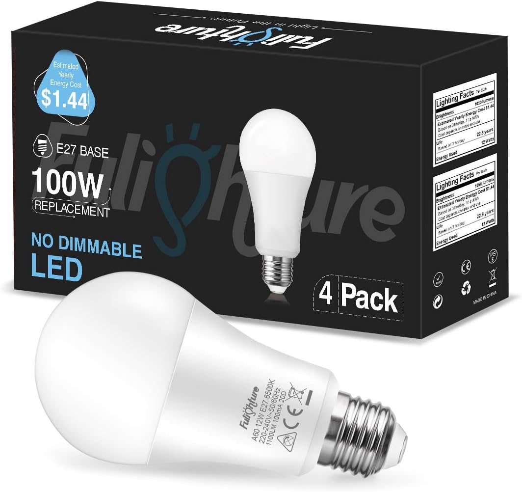Fulighture E27 Edison Screw Light Bulbs, Ultra Bright 1100lm, A60 Led Bulbs, for Bedroom Living Room Bedroom Non-dimmable