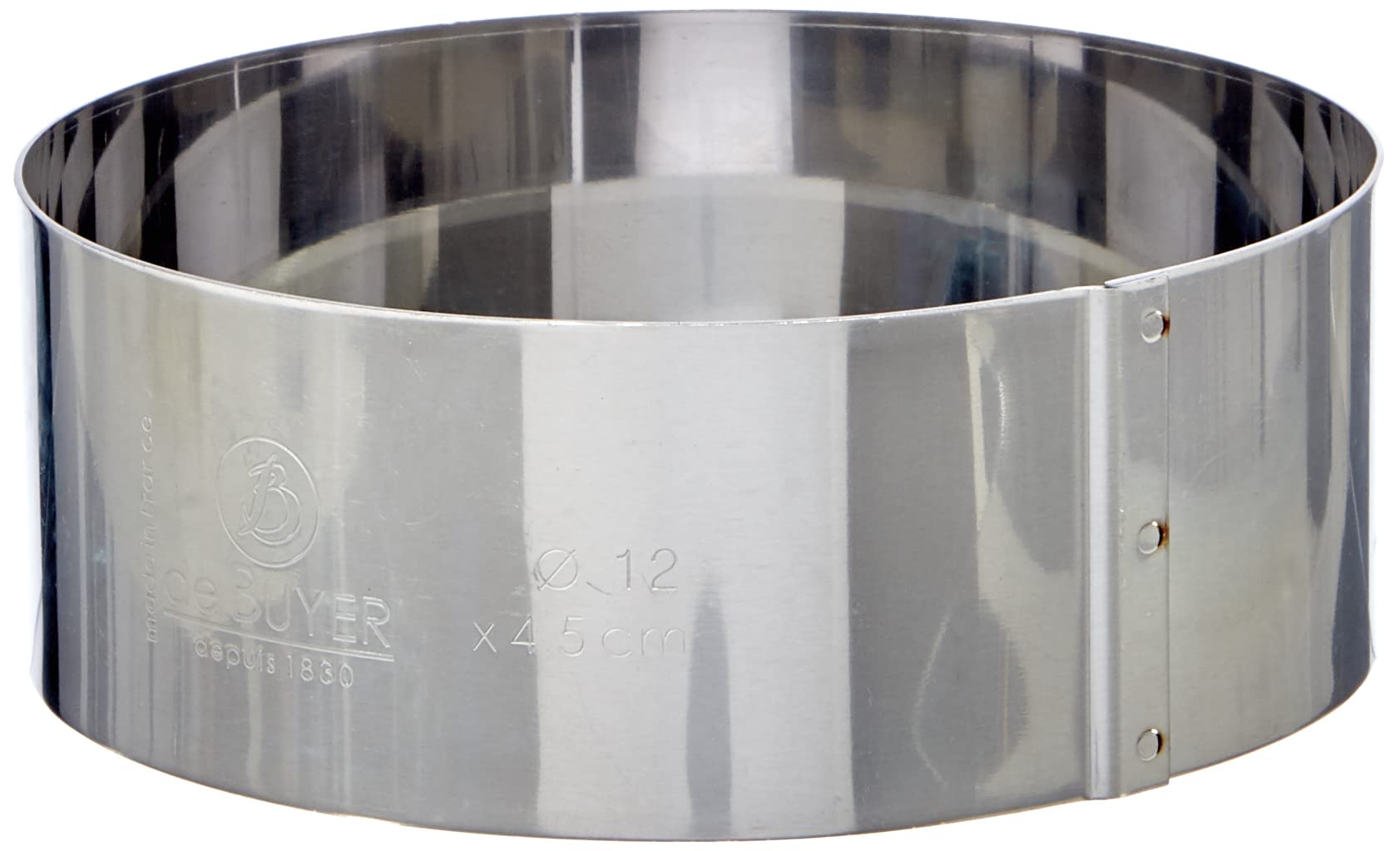 :De Buyer, 12x4.5cm Round Ring Mould - Stainless Steel, Diamètre 12 (Single)