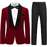 Rogers & Morris Boys Velvet Tuxedo Suit Formal Outfits Slim Fit Kids 5 Piece Suit Set Shawl Lapel