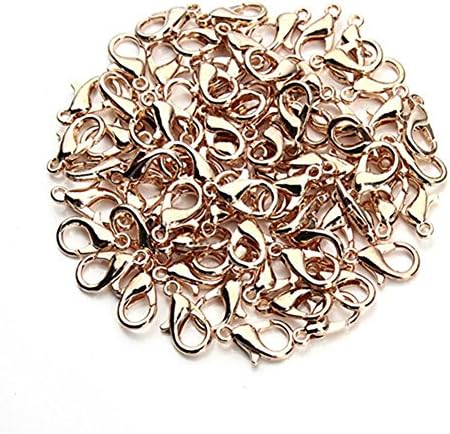 La Tartelette 200 Pcs 12mm Fashion Jewelry Findings Alloy Antique Lobster Clasp Hooks for Necklace Bracelet Chain (Rose Gold)