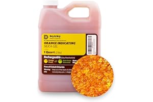 Dry & Dry" [1 Quart Premium Orange Indicating Silica Gel Desiccant Beads(Industry Standard 3-5 mm) - Rechargeable Silica Gel Beads(2 LBS)